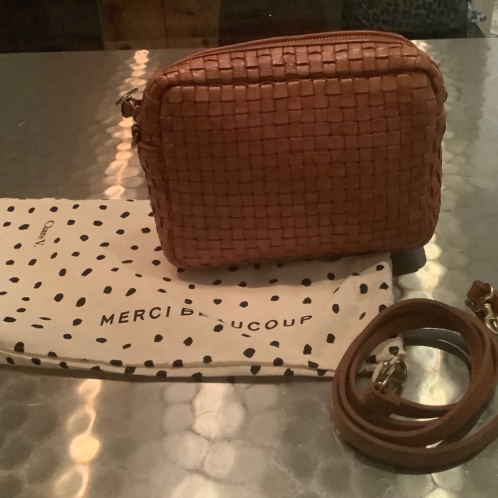 Clare V Midi Sac-Natural Woven Checker